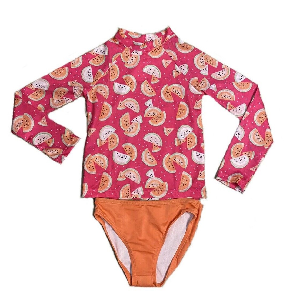 Girls medium Gymboree Watermelon New Swimsuit Long Sleeve Rash Guard UPF 50 med
